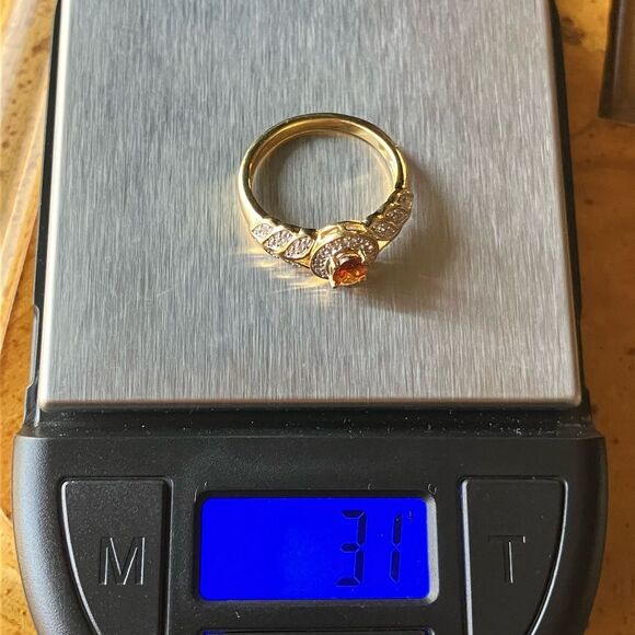 Natural Orange Garnet Sterling Silver Ring Size 6 - Picture 3 of 9